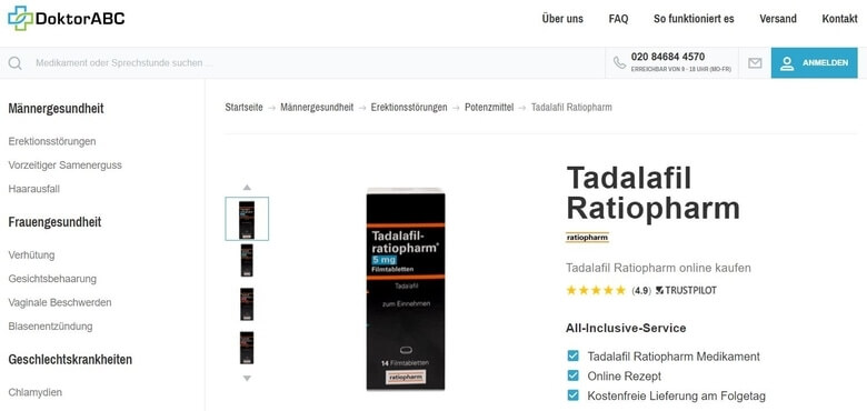 Tadalafil-ratiopharm bei DoktorAbC